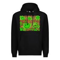 Black shamrock glitter leopard and wood background Premium Hoodie - Artiststas