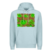Blue Mist shamrock glitter leopard and wood background Premium Hoodie - Artiststas