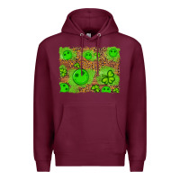 Burgundy shamrock glitter leopard and wood background Premium Hoodie - Artiststas