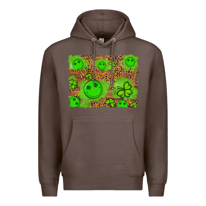 Shamrock Glitter Leopard And Wood Background Premium Hoodie by Artiststas | Teevron