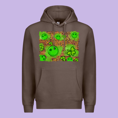 Shamrock Glitter Leopard And Wood Background Premium Hoodie Designed By Artiststas