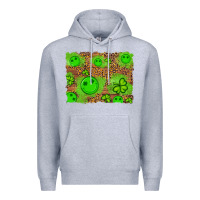 Heather Grey shamrock glitter leopard and wood background Premium Hoodie - Artiststas