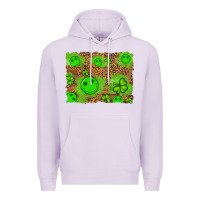 Lilac shamrock glitter leopard and wood background Premium Hoodie - Artiststas