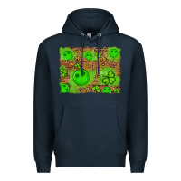 Navy shamrock glitter leopard and wood background Premium Hoodie - Artiststas