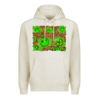 Oatmeal Heather shamrock glitter leopard and wood background Premium Hoodie - Artiststas