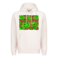 Pale Pink shamrock glitter leopard and wood background Premium Hoodie - Artiststas