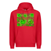 Red shamrock glitter leopard and wood background Premium Hoodie - Artiststas