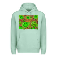 Seafoam shamrock glitter leopard and wood background Premium Hoodie - Artiststas