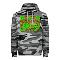Slate Camo shamrock glitter leopard and wood background Premium Hoodie - Artiststas