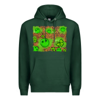Sports Green shamrock glitter leopard and wood background Premium Hoodie - Artiststas