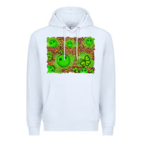White shamrock glitter leopard and wood background Premium Hoodie - Artiststas