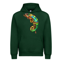 Foreset Green Chameleon Lizard Illustrations Urban Hoodie - LillyAllenDesigns