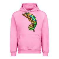 Fuchsia Pink Chameleon Lizard Illustrations Urban Hoodie - LillyAllenDesigns