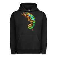 Pigment Black Chameleon Lizard Illustrations Urban Hoodie - LillyAllenDesigns