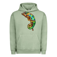 Pigment Oil Green Chameleon Lizard Illustrations Urban Hoodie - LillyAllenDesigns