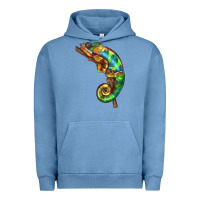 Pigment Pebble Blue Chameleon Lizard Illustrations Urban Hoodie - LillyAllenDesigns
