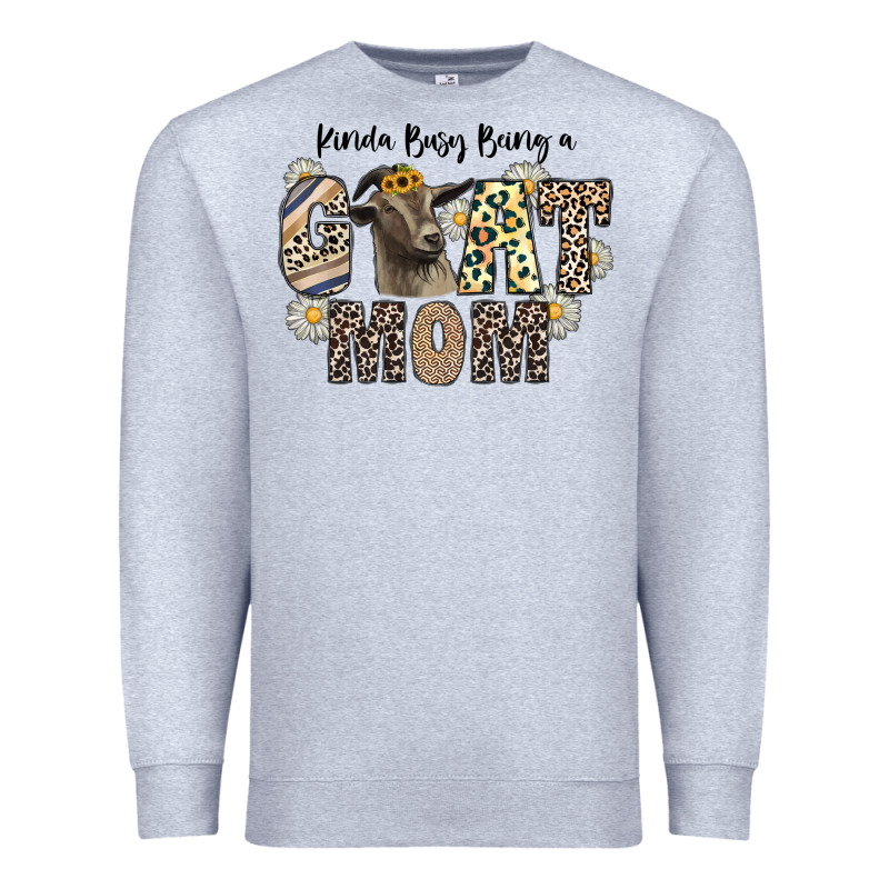 Kinda Busy Being A Goat Mom Premium Sweatshirt by CowhideDigitalArt | Teevron