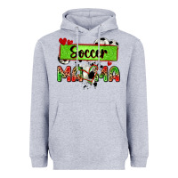 Heather Grey soccer mama with leopard Heavyweight Hoodie - Zillion Design Studio