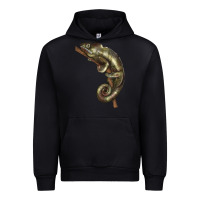 Black Green Chameleon Lizard Illustrations Urban Hoodie - LillyAllenDesigns