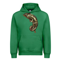 Emerald Green Chameleon Lizard Illustrations Urban Hoodie - LillyAllenDesigns