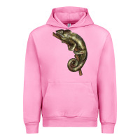 Fuchsia Pink Green Chameleon Lizard Illustrations Urban Hoodie - LillyAllenDesigns