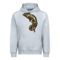 Heather Grey Green Chameleon Lizard Illustrations Urban Hoodie - LillyAllenDesigns