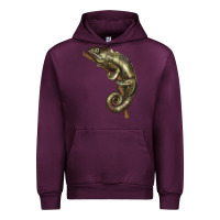 Mauve Wine Green Chameleon Lizard Illustrations Urban Hoodie - LillyAllenDesigns