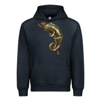 Navy Green Chameleon Lizard Illustrations Urban Hoodie - LillyAllenDesigns