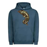 Pigment Midnight Navy Green Chameleon Lizard Illustrations Urban Hoodie - LillyAllenDesigns