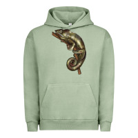 Pigment Oil Green Green Chameleon Lizard Illustrations Urban Hoodie - LillyAllenDesigns