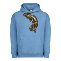 Pigment Pebble Blue Green Chameleon Lizard Illustrations Urban Hoodie - LillyAllenDesigns
