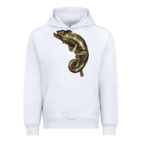 White Green Chameleon Lizard Illustrations Urban Hoodie - LillyAllenDesigns
