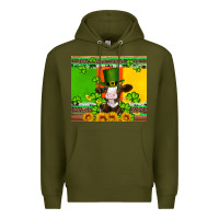 Army Green saint patricks cow and hat with sunflower and shamrock Premium Hoodie - Artiststas
