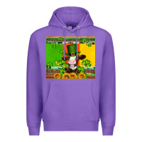Purple saint patricks cow and hat with sunflower and shamrock Premium Hoodie - Artiststas
