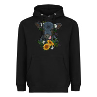 Black baby cow black angus calf with flowers Heavyweight Hoodie - RanaPortraitStore