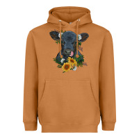 Meerkat baby cow black angus calf with flowers Heavyweight Hoodie - RanaPortraitStore