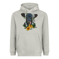 Moon Dust baby cow black angus calf with flowers Heavyweight Hoodie - RanaPortraitStore