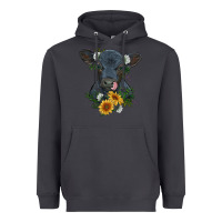 Smoke baby cow black angus calf with flowers Heavyweight Hoodie - RanaPortraitStore