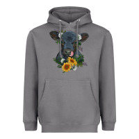 Storm baby cow black angus calf with flowers Heavyweight Hoodie - RanaPortraitStore