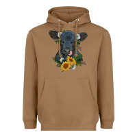 Toasted Coconut baby cow black angus calf with flowers Heavyweight Hoodie - RanaPortraitStore