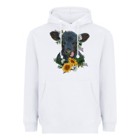 White baby cow black angus calf with flowers Heavyweight Hoodie - RanaPortraitStore
