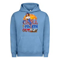 Pigment Pebble Blue Chill the fourth out 4th of july Urban Hoodie - NancyCooperArtShop