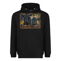 Black western black angus cattle and calf with leopard Heavyweight Hoodie - RanaPortraitStore
