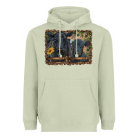 Matcha western black angus cattle and calf with leopard Heavyweight Hoodie - RanaPortraitStore