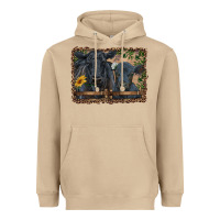 Mushroom western black angus cattle and calf with leopard Heavyweight Hoodie - RanaPortraitStore