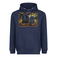 Navy western black angus cattle and calf with leopard Heavyweight Hoodie - RanaPortraitStore