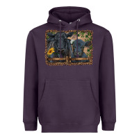 Plum western black angus cattle and calf with leopard Heavyweight Hoodie - RanaPortraitStore