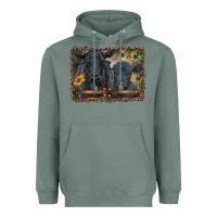 Sage western black angus cattle and calf with leopard Heavyweight Hoodie - RanaPortraitStore