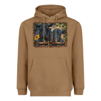 Toasted Coconut western black angus cattle and calf with leopard Heavyweight Hoodie - RanaPortraitStore