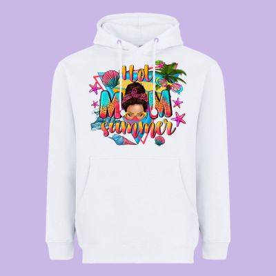 Hot Mom Summer With Messy Bun Heavyweight Hoodie Designed By Texasbilliewilder